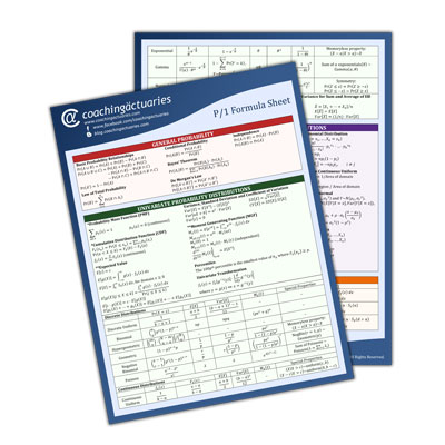 formula sheet p coaching actuaries exam Bookstore Actuarial